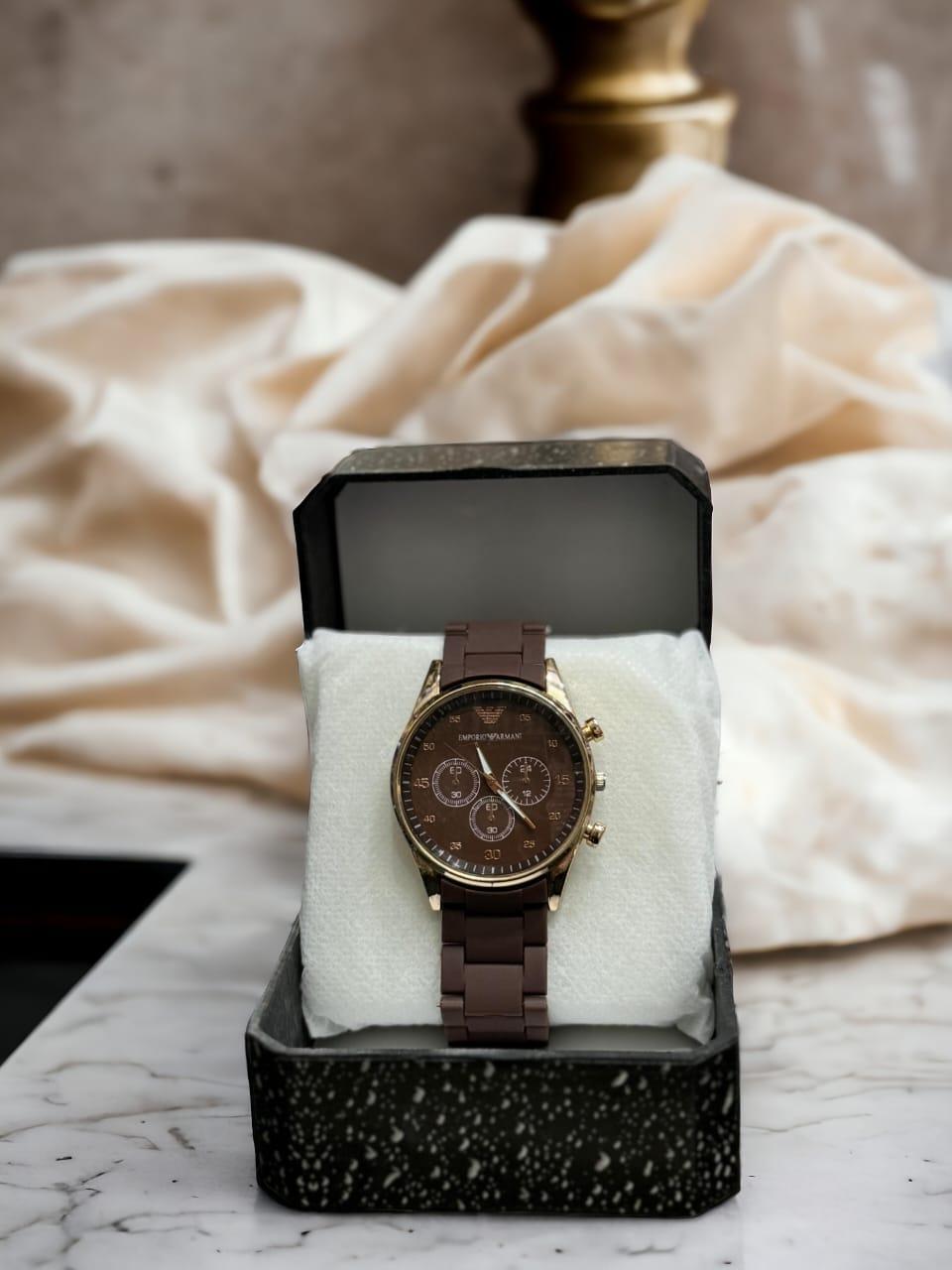 "Elegant Brown Chronograph Wrist Watch – Premium Classic Design"
