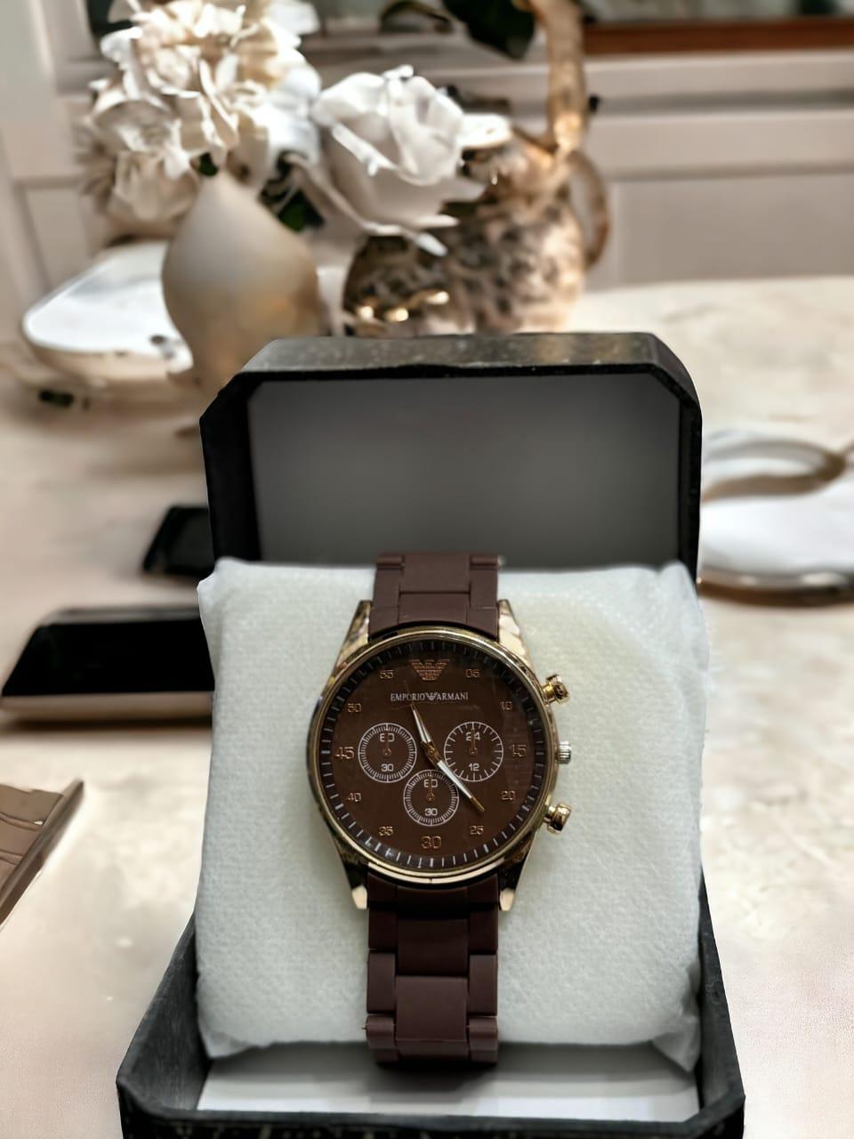 "Elegant Brown Chronograph Wrist Watch – Premium Classic Design"